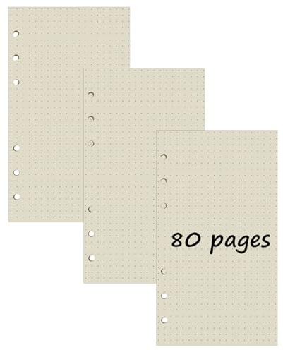 3 Packungen A6 Gepunktet Nachfüllpapier, 240 Blätter 6 Löcher Nachfüllpapier Nachfüllbare Refill Paper Nachfülleinlagen für Notizbuch, Tagbuch, Skizze, Malerei