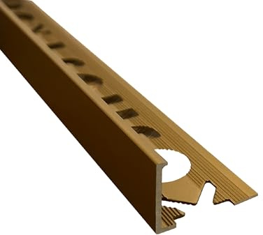 Alu L-Profil Fliesenschiene Fliesenprofil Schiene 2,7m 12mm gold matt | Als Kantenschutz für sichtbare Außenecken und saubere Fliesenabschlüsse, 12mm Profilmaß, 2,7m, Aluminium, matt, gold