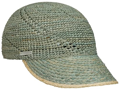 Seeberger Temara Strohcap Damencap Sonnenvisor Visor Damenvisor Sonnencap Raffiacap Damen - mit Schirm Sommer Frühling-Sommer - One Size blau