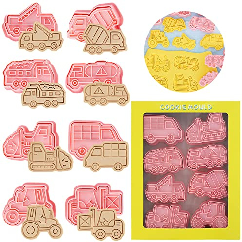 Keksausstecher Auto,8 Stück Keks Ausstechformen Kinder, Keksausstecher Kinder,Plätzchen Ausstecher Transportwesen Plastik, 3D Fahrzeug Ausstecher Set,Keks Formen,Cookies Cutter für DIY Fondant(C)