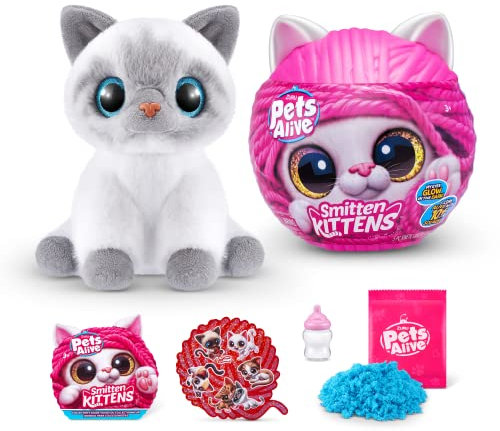 Pets Alive Smitten Kittens Surprise, Bonnie, Nurture Play, Soft Toy Unboxing, Interactive, 10 Sounds, Ultra Soft Plushies, Adopt Electronic Pet Kitten, Ages 3+ (Bonnie)