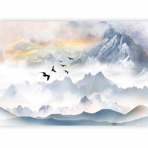 murando PREMIUM Fotomurales Pájaro 150x105 cm Papel pintado tejido no tejido Decoración de Pared decorativos Murales moderna de Diseno Fotográfico Naturaleza como pintado Niebla Montanas c-C-10062-a-a