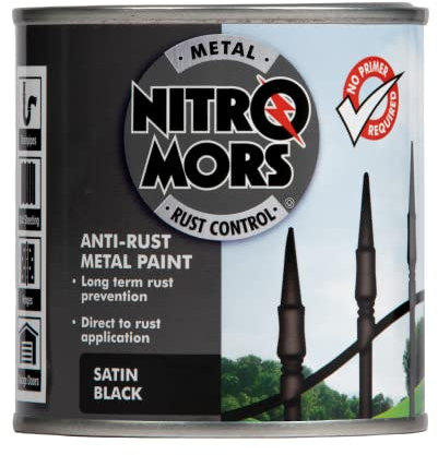 Nitromors Smooth Satin Finish Metal Paint - No Primer Required - UV & Rust Protection for Metal Doors & Furniture 250 ml