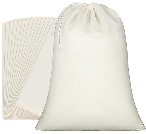 Pangda 15 Pcs Muslin Bags with Drawstring 12 x 16 Inch Cotton Grocery Drawstring Bag Canvas Large Storage Cloth Bags Bulk Reusable Grocery Sacks for Grains Bread Fruit Party Wedding Home Storage