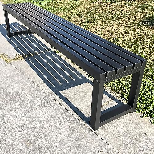 LEOAMBS Outdoor Bank Ohne Lehne Metall Wetterfest Gartenbank Holz Ohne Lehne 100/120/150 cm, Für Terrassen, Gärten 120cm/47,2Zoll Stil.4