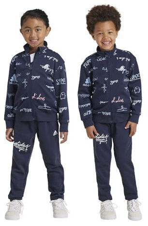adidas Unisex - Bambini Brand Love Little Kids Tracksuit, legend ink/clear sky/tent green, 7-8 Years