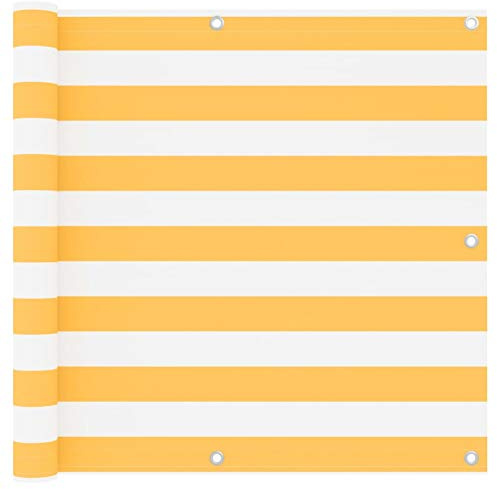Gecheer Balkon Sichtschutz UV-Schutz Balkonabdeckung Balkonverkleidung Balkonumspannungen Weiß und Gelb 90x500 cm Oxford-Gewebe