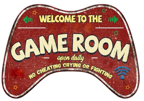 GLOBLELAND Game Room Vintage Metal Tin Sign Retro Game Sign Plaque Poster Metal Wall Decorative Tin Signs for Home Restaurant Coffee Shop Club Bar Decoration