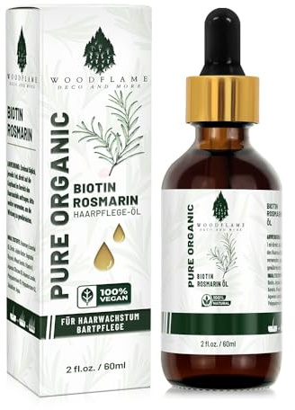 Woodflame Rosmarinolja hår 60 ml | 100 % naturlig rosmarinolja | Perfekt för hårväxt och vård | hårolja