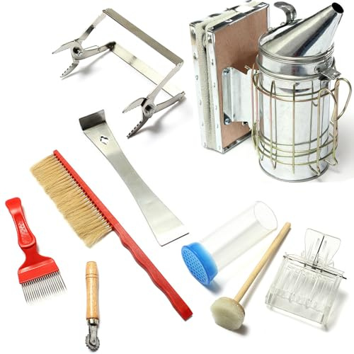 Bienenzucht Werkzeug Set, Imker Werkzeug Set, Imkerwerkzeug Zubehör, 8 Stück Imker Einsteiger professionelles Set
