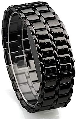 Orologio binario digitale sportivo, design unico impermeabile Orologi fantastici Lunetta rettangolare Orologio da polso in acciaio inossidabile Luce a LED Calendario Settimana Moda per uomo