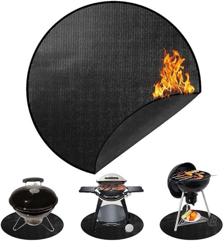 CooAooRoo 24 Inch Round Fire Pit Mat, Fireproof, Silica Gel, Black