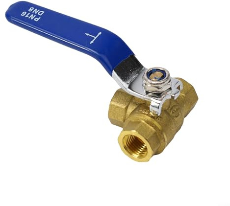 3-Wege-Kugelhahn für Wasser, Öl, Gas - Messing T-Anschluss L-Anschluss, 1/4, 3/8, 1/2, 3/4, 1 (DN8 T-Typ)