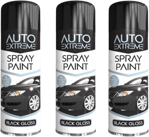 DIOXSTAR All Purpose Black Gloss Spray Paint, Lightweight And Easy To Handle, Sleek, Modern Look, Quick Drying Formula, Interior and Exterior Usage, 250ML (3PCS)