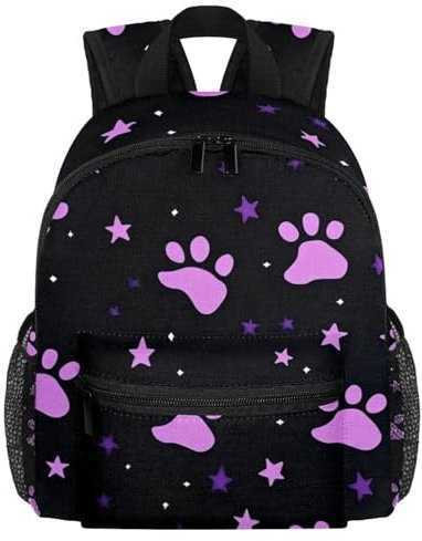 Süßer Kleinkind-Rucksack – niedliche lila Hunde-Aufdrucke, einfache moderne Kindertasche für Vorschule, Schule, Mädchen und kleine Kinder, multi, 25.4x10x30 CM/10x4x12 in