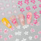 EBANKU Fleur Stickers Ongles, 2 Feuilles Nail Art Autocollants Ongles Autoadhésif 5D Fleur de Printemps d'été Design Rose Blanc Nail Art Stickers pour Bricolage Autocollant à Ongles