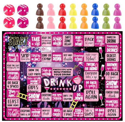 Trinkbrettspiel, Interaktive Party Trinkspiele Junggesellenabschied Spiel Lustige Trinkspiele für Erwachsene Gesellige Brettspiele für Jeden Anlass(2-16 Spieler)