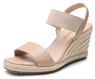 DREAM PAIRS Women's Wedge Platform Summer Sandals,Nude-Pu,9