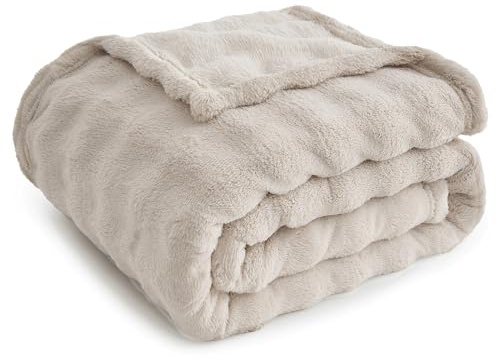 Topfinel Plaid Matrimoniale,Coperta Pile Termica Pelosa Morbida,Calda e Confortevole,OEKO-TEX,Adatta per l’uso Moderno Estivo su Divano, Letto e Durante il Picnic,Beige,150 x 200 CM