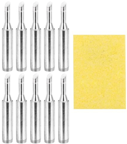 sourcing map Pack of 10 900M Solder Tips Internally Heated Soldering Tips with Cleaning Sponge Pad Replacement Welding Accessories Kit for Electrical Solder Station Tip (900M-T-3C)