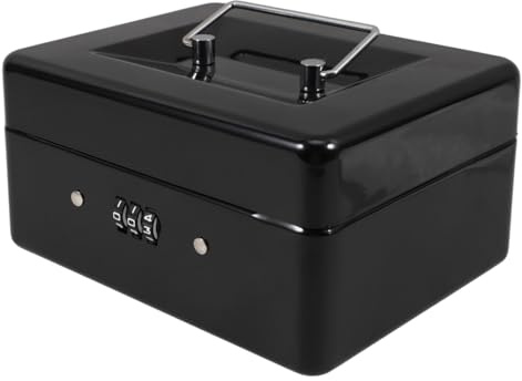 LALAFINA Scatola per Soldi con Serratura Combinazione Organizer Portatile con Vassoio Rimovibile Contenitore Stoccaggio Bloccabile per Denaro e Documenti Valuosi
