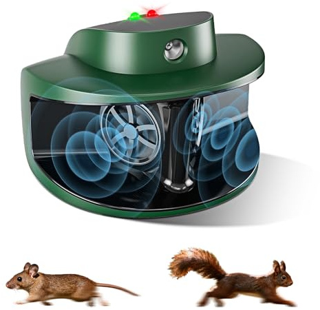 MEKEET Ultraschall Maus und Ratten 360°, Mäuseabwehr, Frequenz Regelbar, LED Stroboskoplicht Nagetierbekämpfung für Nagetiere, Spinnen, Eichhörnchen, Mäuse