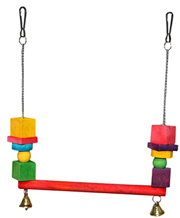 VILLFUL Holz Vogelspielzeug Schaukel mit Standfunktion Parrot Hanging Toy für Wellensittiche und Papageien Naturholz Kauspielzeug mit Hängebrücke zur Beschäftigung Balance Zufällige Farbe