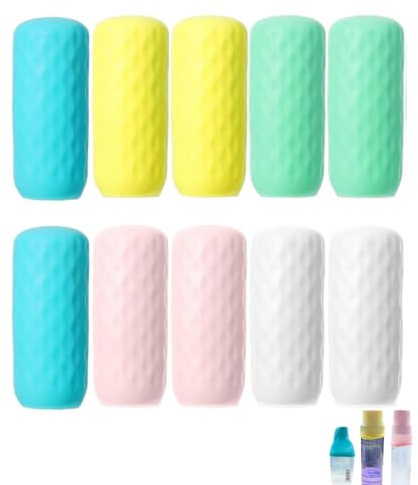 Copri bottiglie in silicone, 10 pezzi Copri bottiglie a tenuta stagna per contenitori da viaggio Copri bottiglie riutilizzabili per shampoo e bagnoschiuma Custodia protettiva (multicolore)