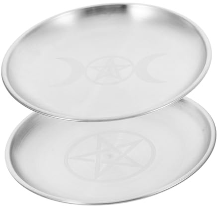 TOYZFRIENDY 2pièces Lot de Plateaux Minimalistes Métal Bol à Offrande pour Rituels de Combustion Wicca et Tarot Décoratif