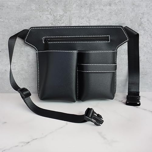 Friseur Werkzeugtasche,Friseurtaschen Leder Gürteltasche Friseur Scherentasche,Friseur Bauchtasche dient zur Aufbewahrung von Friseurscheren,Haarkämmen,etc (Schwarz)