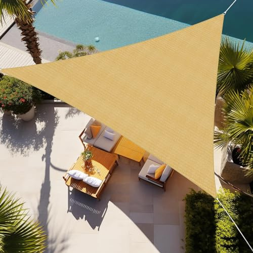 Shade&Beyond Toldo Vela Triangular, 1.5x1.5x2.2m Protección UV 98%, HDPE, Transpirable, Resistente Vela de Sombra para Patio, Terraza, Exterior o Balcón, Arena