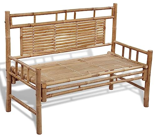 KGHERMDF Bambus Sitzbank wasserdicht, Outdoor Bank Bambus mit Rückenlehne, 120 cm Gartenbank aus witterungsbeständigem langlebig und stabil für Garten oder Außenbereich
