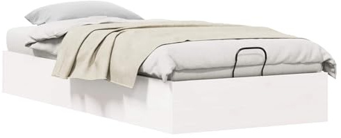Mhdvray Ottoman Bettgestell 100x200 cm mit Stauraum, Modernes Hydraulik Funktionsbett Weiß aus Massivholz Kiefer, Einhorn Jugendbett und Seniorenbett Platzsparend für Schlafzimmer