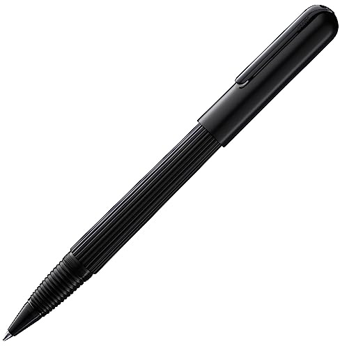 LAMY imporium Tintenroller 392 - Rollpen mit ungewöhnlichem Korpus in mattschwarzer PVD Veredelung und einem schwarz polierten Clip – Mit Tintenroller-Mine M 66 schwarz – Strichbreite M
