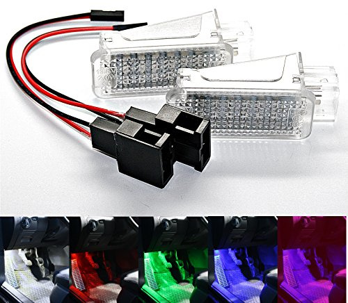 2x LED Module Fußraumbeleuchtung - weiß blau lila grün rot SMD Modul Fußraum Set (rot)