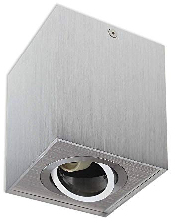 Aufbaurahmen eckig - silber GU10 für Aufbauleuchte – Aufbaustrahler 125x96x96mm aus Aluminium Einbau-Strahler, Rahmen Loft-Style