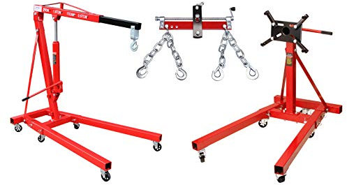 otgerlensker products Motorständer Motorhalter 900 KG + Motorkran mit Haken + Motorheber 680 kg