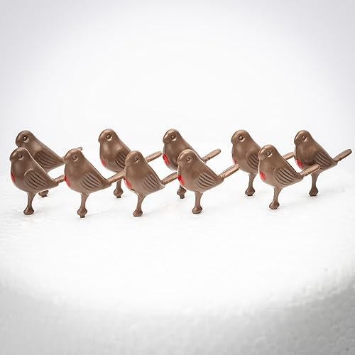 Robbin Christmas cake toppers red decorations yule log cupcake muffin (10 x Robins) toppers
