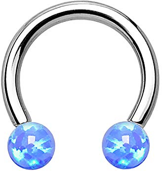 Taffstyle Piercing Chirurgenstahl Hufeisen Opal Kugel für Lippe Ohr Nase Intimbereich