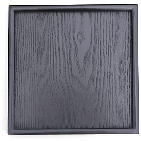 Solid Wood Serving Tray, Square Non-Slip Tea Coffee Snack Plate, Serving Tray with Raised Edges, for Home Kitchen Restaurant