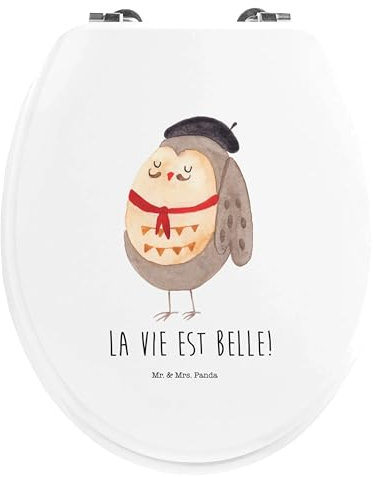 Mr. & Mrs. Panda Motiv WC Sitz Eule Frankreich - Geschenk, hibou, Toilettendeckel, Genießer, WC-Sitz, Owl, Klodeckel, Toilette, Eule Deko, Klobrille