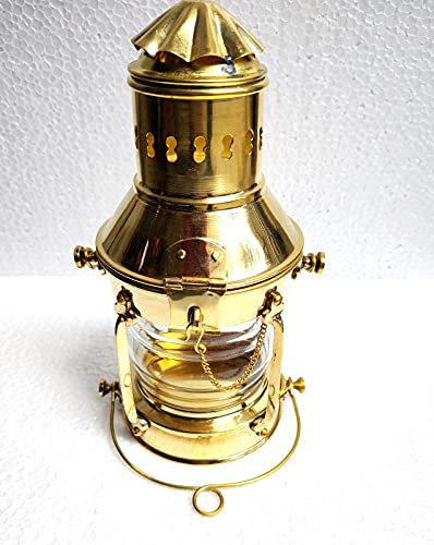 Ganga Nautical Goldene polnische antike Schiffslampe Boot Kupfer Messing Laterne Maritim Sammlerstück Heimdekoration