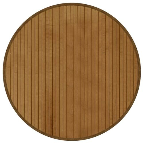 Todiikf Teppich Rund 60 cm Bambusteppich Braun - Moderner Naturteppich aus Bambuslatten - Rutschfester Bodenbelag für Wohnzimmer, Küche und Flur - Langlebige Bambusmatte mit PP-Rücken