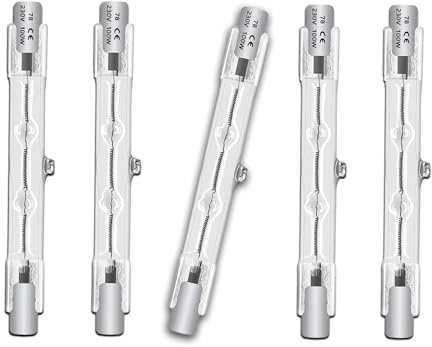 Queeplo 5 Stück R7S Halogen Leuchtmittel 100W 230V Dimmbar Warmweiß,78mm R7S Halogenstab