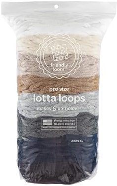 friendly loom | Lotta Loops - 10” PRO-Sized Neutral Themed Potholder Weaving Loops | Craft 6 Cotton Potholders