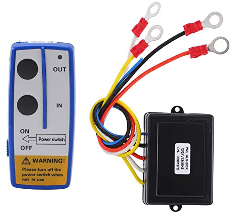 Shanrya Cabrestante inalámbrico para Casco de 12V y 24V, a Distancia portátil de Alta Resistencia de 75 pies con luz para camión, ATV y SUV Azul