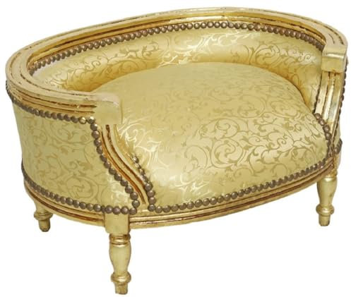Casa Padrino Barock Hundebett & Katzenbett Gold Muster/Antik Gold - Handgefertigtes Hunde & Katzen Sofa im Barockstil - Barock Hunde & Katzen Möbel - Barock Tiermöbel