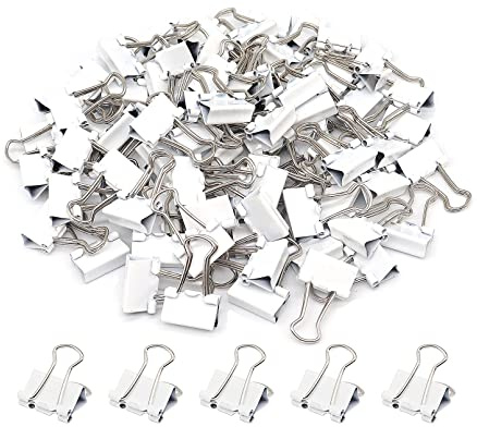 Mini clip per raccoglitori, graffette, piccole graffette da 15 mm, confezione da 100 micro clip da ufficio per casa, scuola e lavoro (bianco)