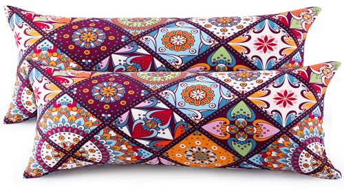 ATsense 2er Set Kissenbezug 40 x 145 cm, 2 Stück - Baumwolle, Bunt Kopfkissenbezug mit Reißverschluss, Superweicher Premium und Hypoallergen, ÖkoTex Super Bequemer Kissenhülle（Böhmen，Paisley）