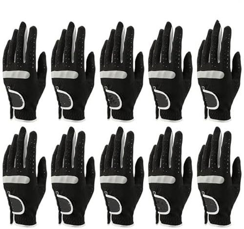 Golfhandschuhe Packung von 10. Stck Männer Golfhandschuhe atmungsaktiv schwarzer weicher Gewebe Golf Handschuh Linke Hand Golfhandschuhe Damen (Color : Worn on Left Hand, Size : 26 X-Large)